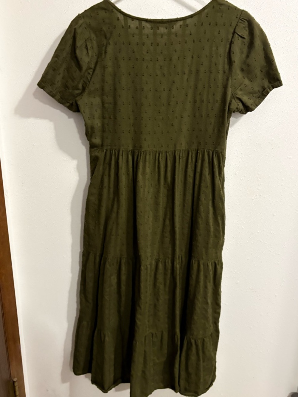 Sonoma Olive Green Button-Front Tiered Maxi Dress Size Small - Picture 4 of 5